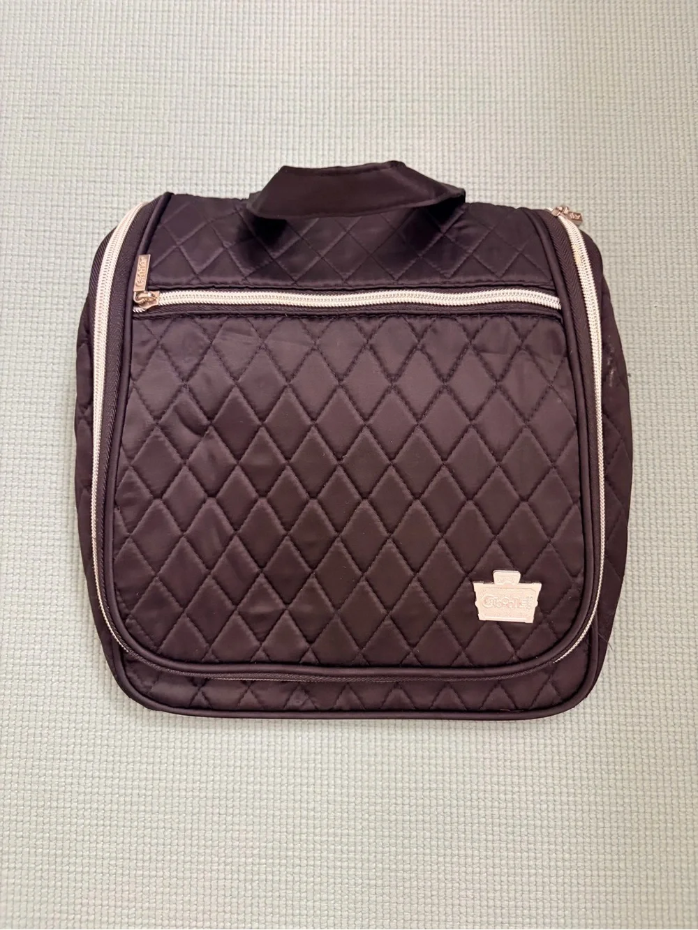 Quilted Black Travel Hanging Toiletry Bag